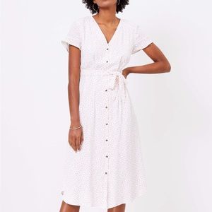 NWT LOFT Flecked Flutter Sleeve Midi Shirtdress